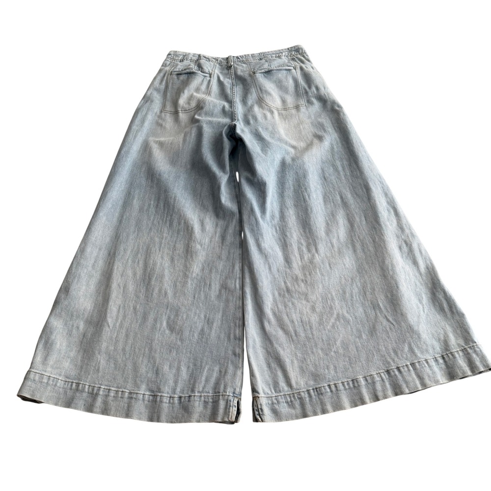 Anthropologie Pilcro Pleated Palazzo Mid Rise Super Wide Leg Light Wash Jeans 29 - Picture 4 of 10